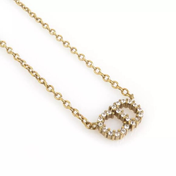 Christian Dior Necklace Gold/Silver Metal/Rhinestones - Picture 1 of 8